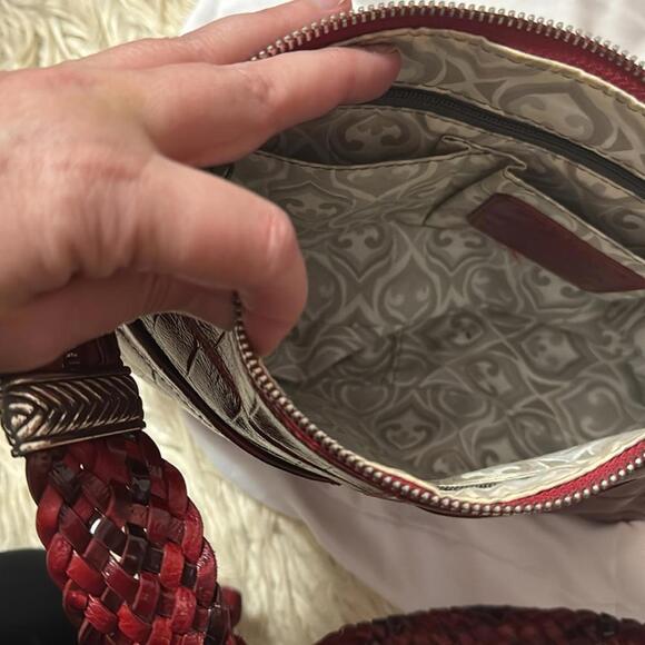 Brighton burgundy Elegant Red Croc-Embossed Shoulder Bag - Picture 8 of 9